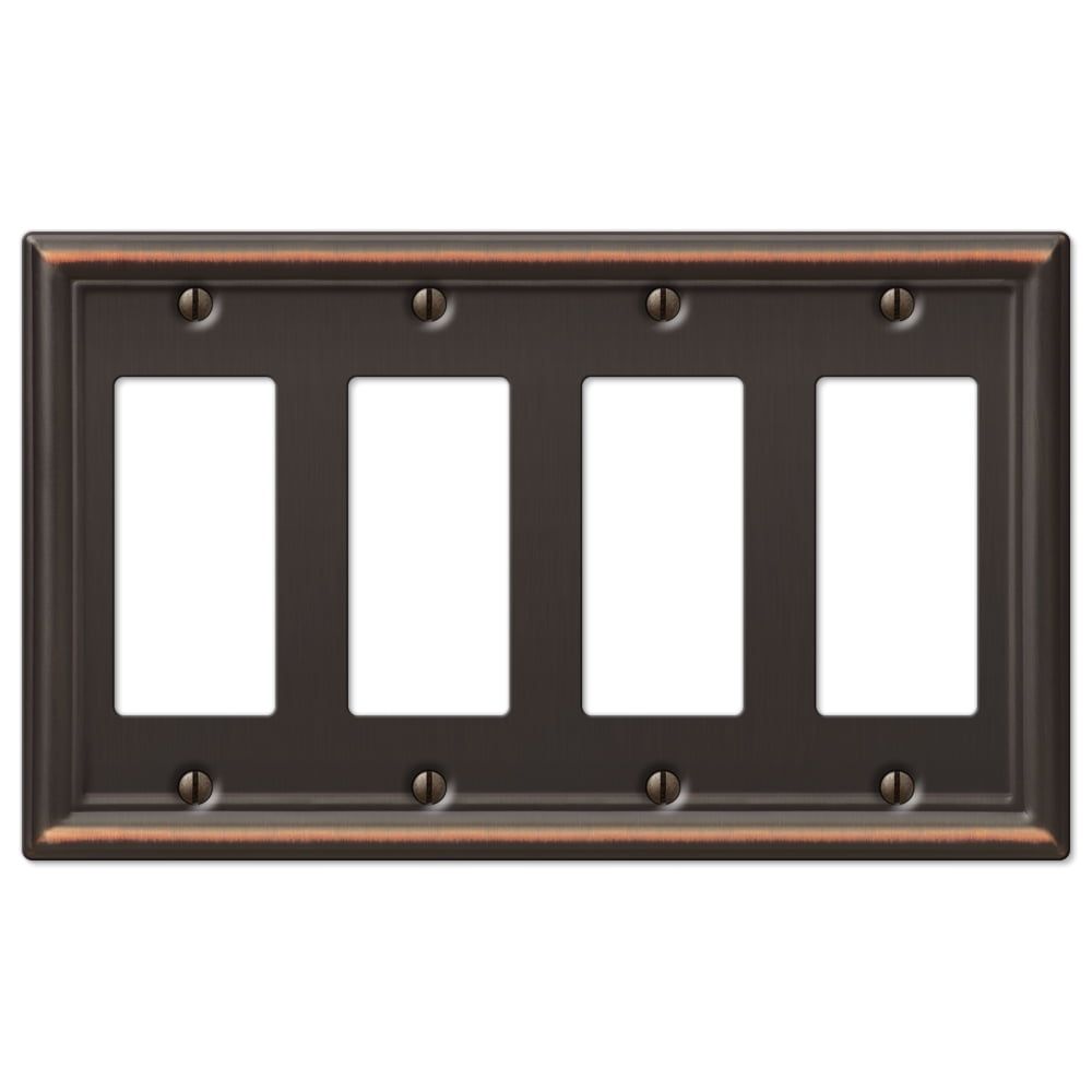 Aged Bronze Steel 4-Gang Rocker Wallplate