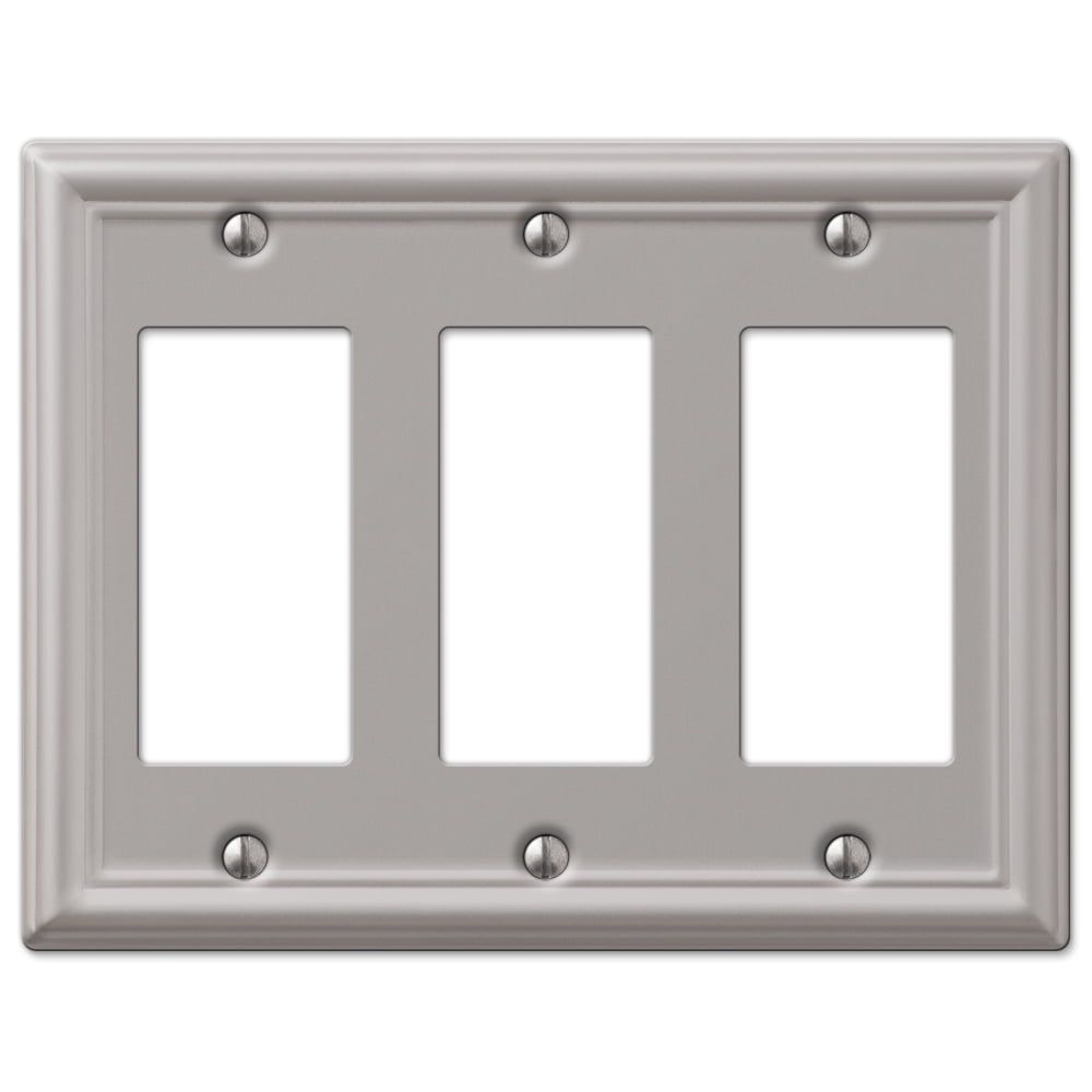 Brushed Nickel Triple Rocker Steel Wallplate