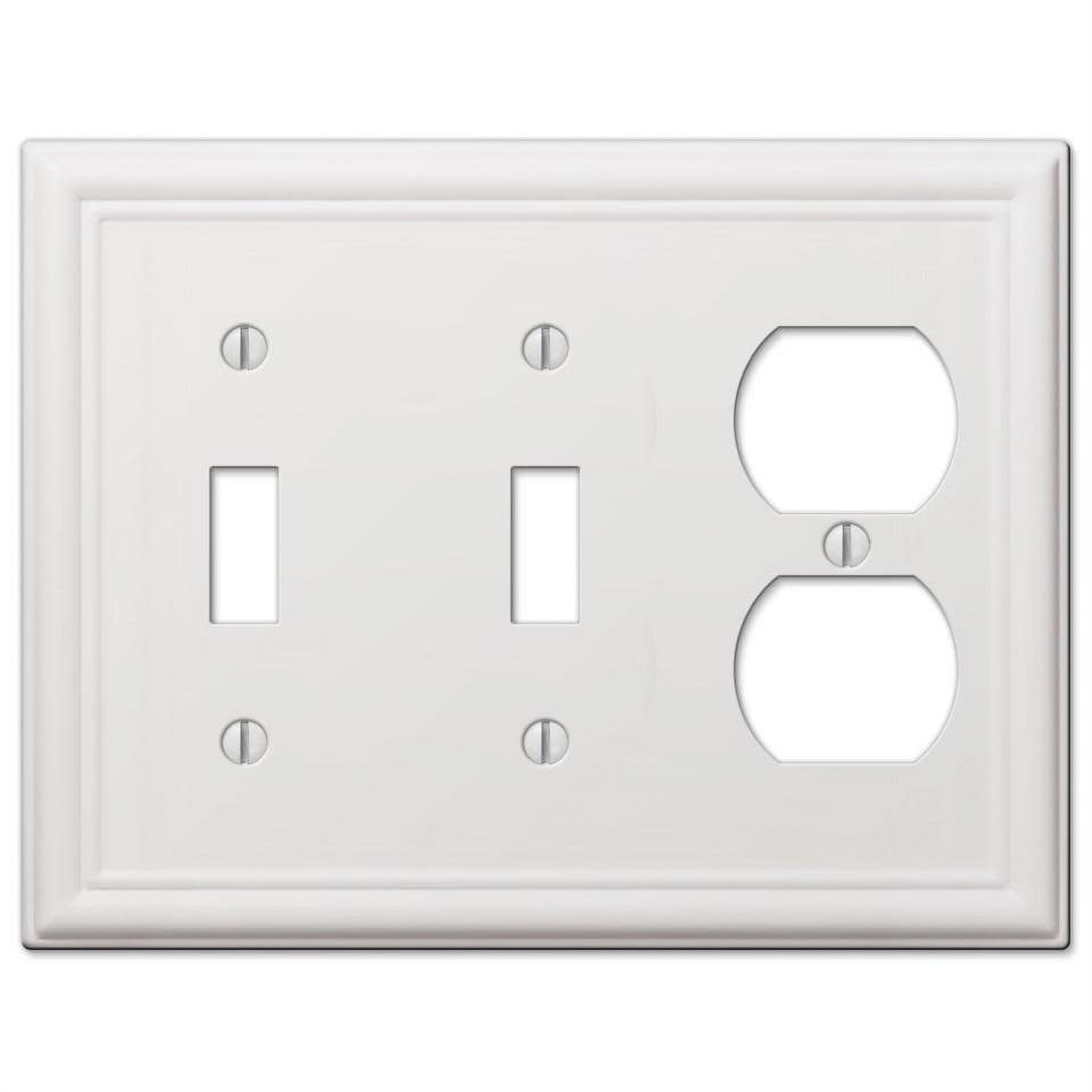 White Steel 3-Gang Double Toggle Single Duplex Wall Plate