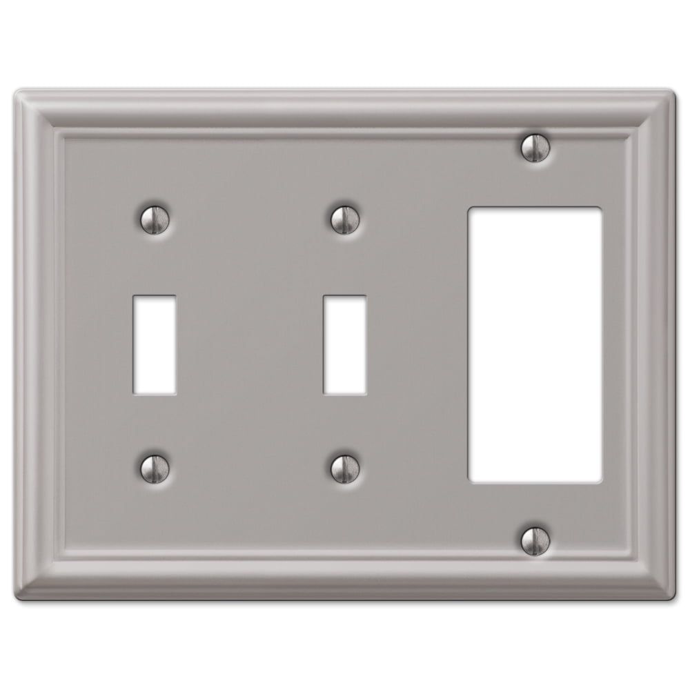 Brushed Nickel Steel Double Toggle Single Rocker Wallplate