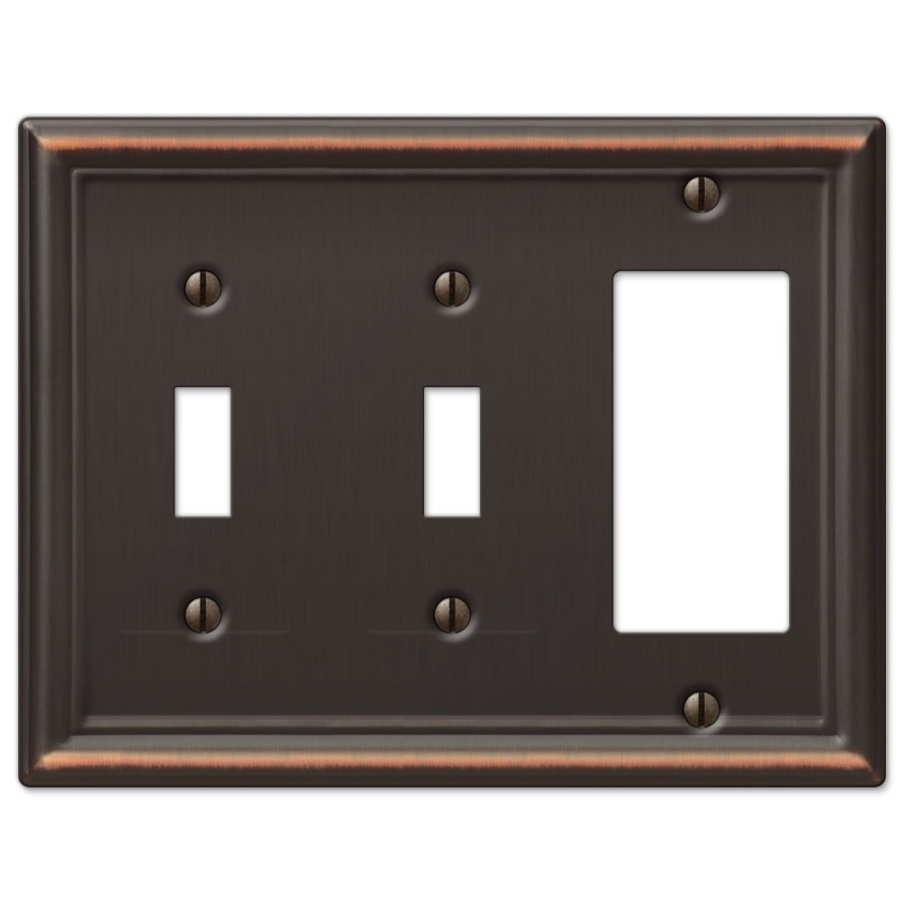 Aged Bronze 3-Gang Double Toggle Single Rocker Steel Wall Plate