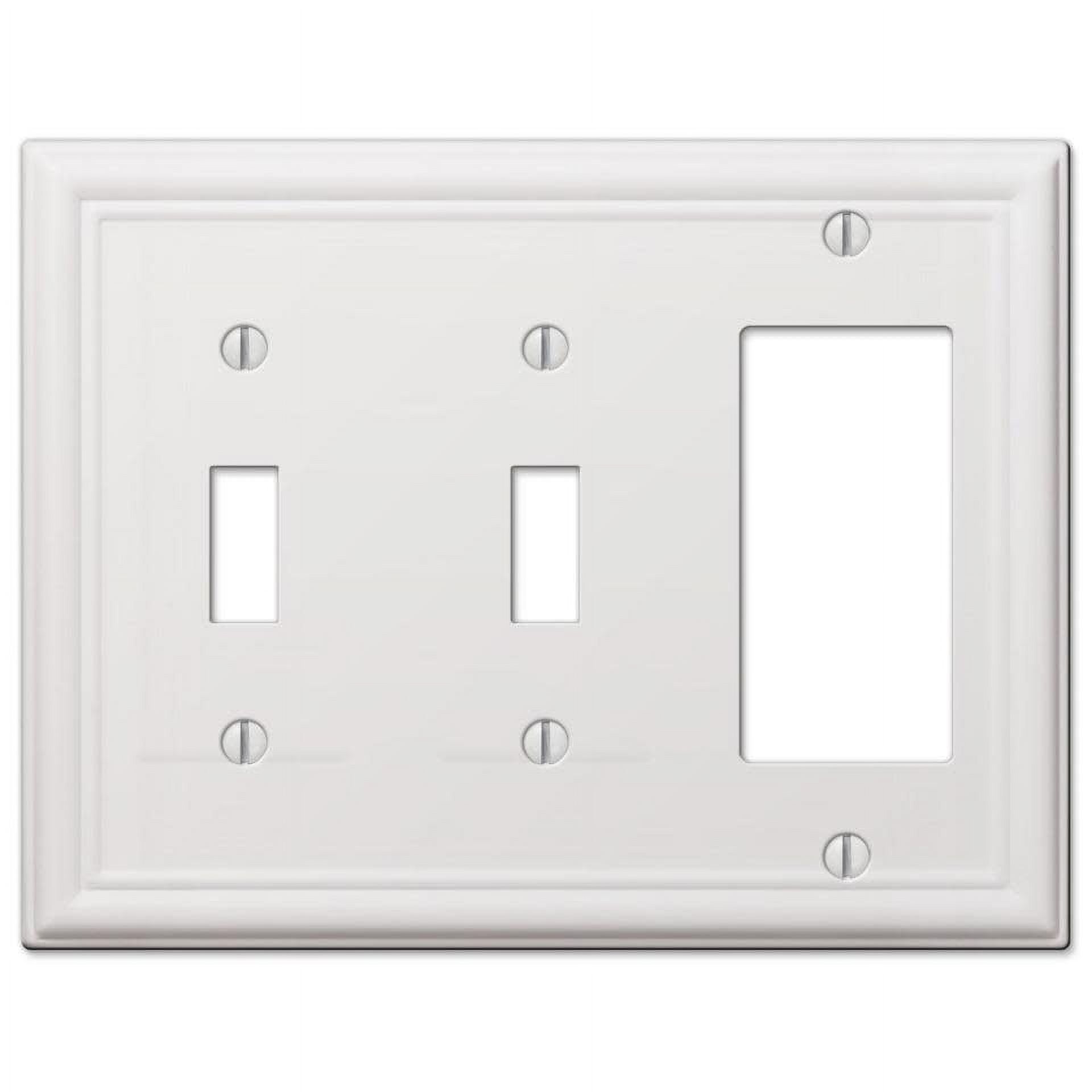 White Steel 3-Gang Double Toggle Single Rocker Wall Plate