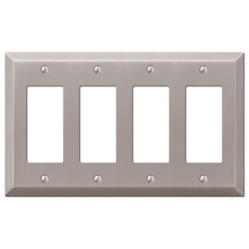 Brushed Nickel Quad Rocker Steel Wallplate