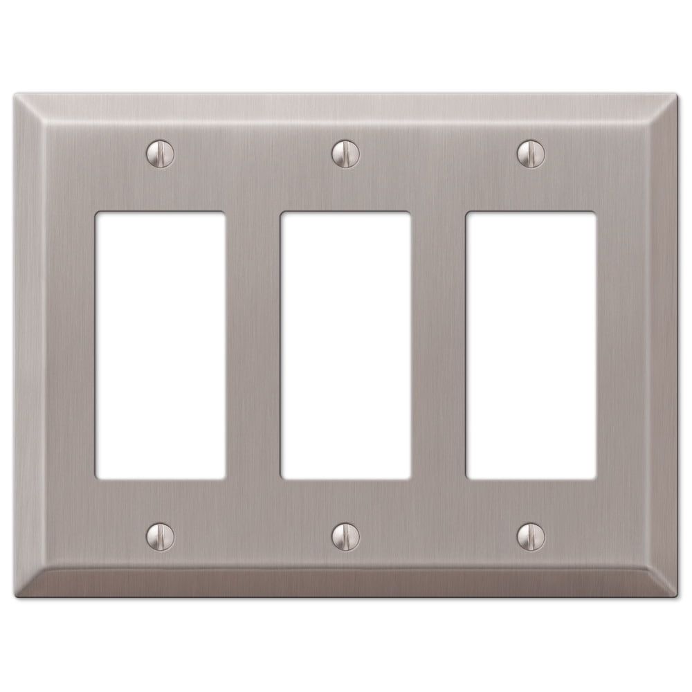 Brushed Nickel 3-Gang Rectangle Rocker Wall Plate