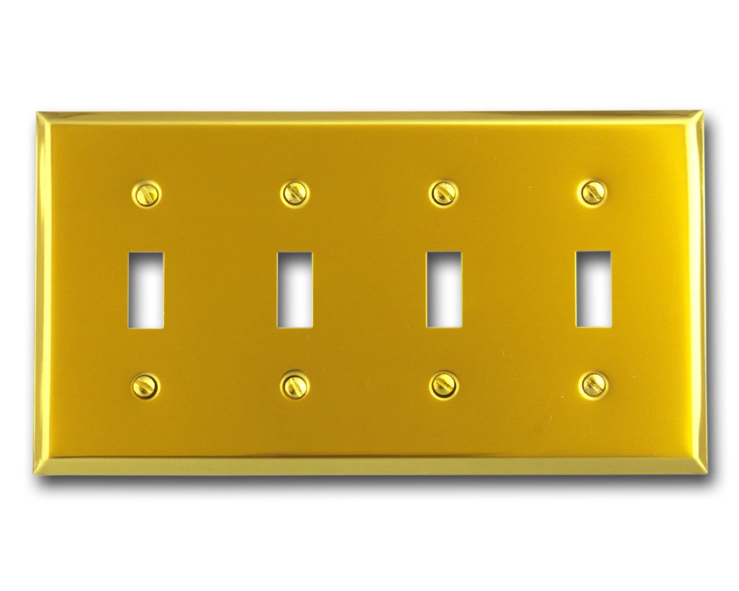 Polished Brass Quad Toggle Steel Wall Plate