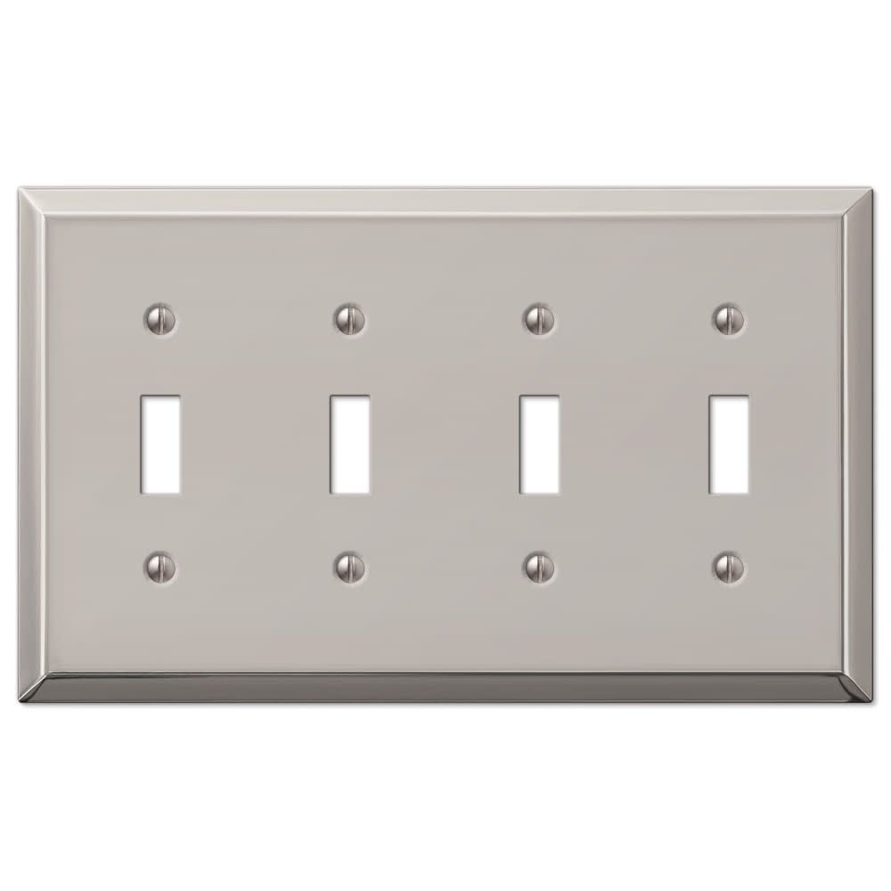 Polished Nickel 4-Gang Steel Toggle Wall Plate