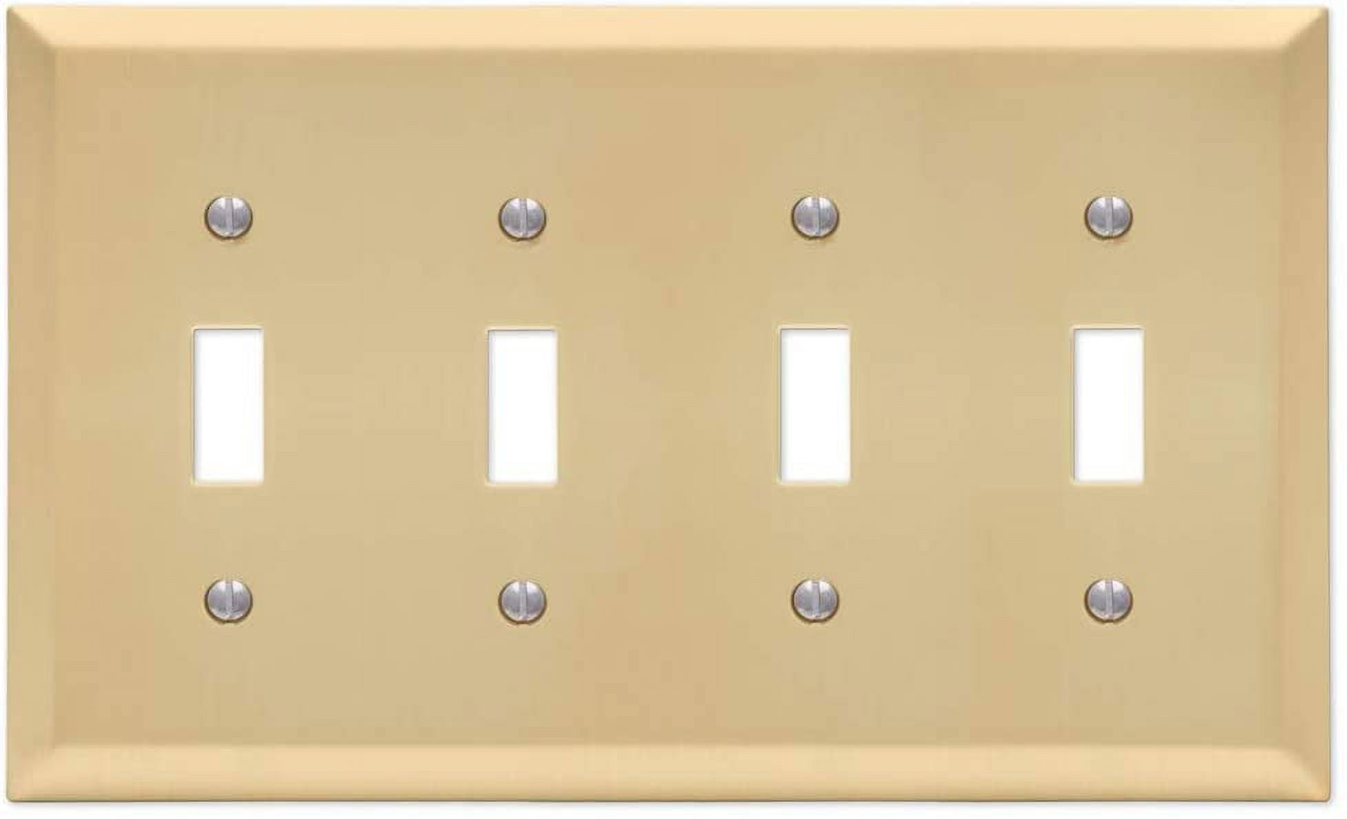 Satin Brass 4-Gang Steel Toggle Wall Plate