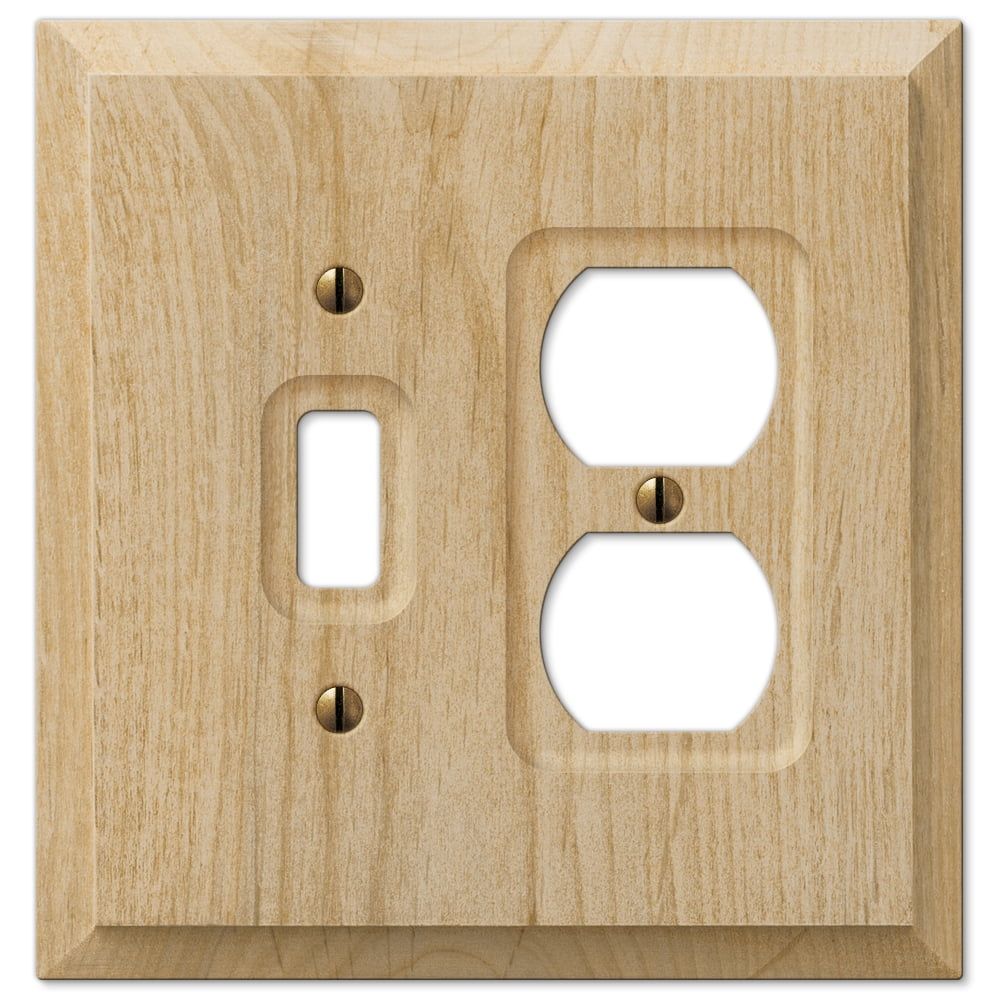 Unfinished Wood Single Toggle and Duplex Wallplate