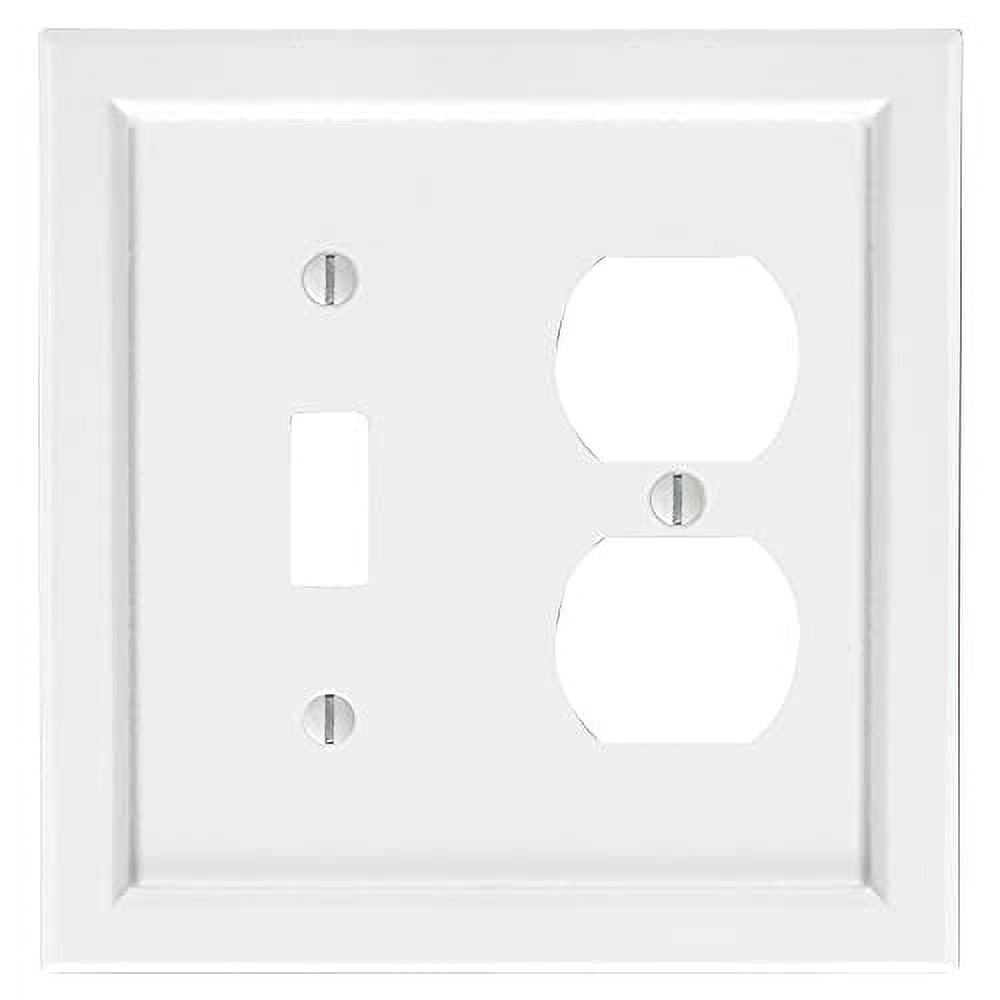 White Wood 2-Gang Toggle and Duplex Wall Plate