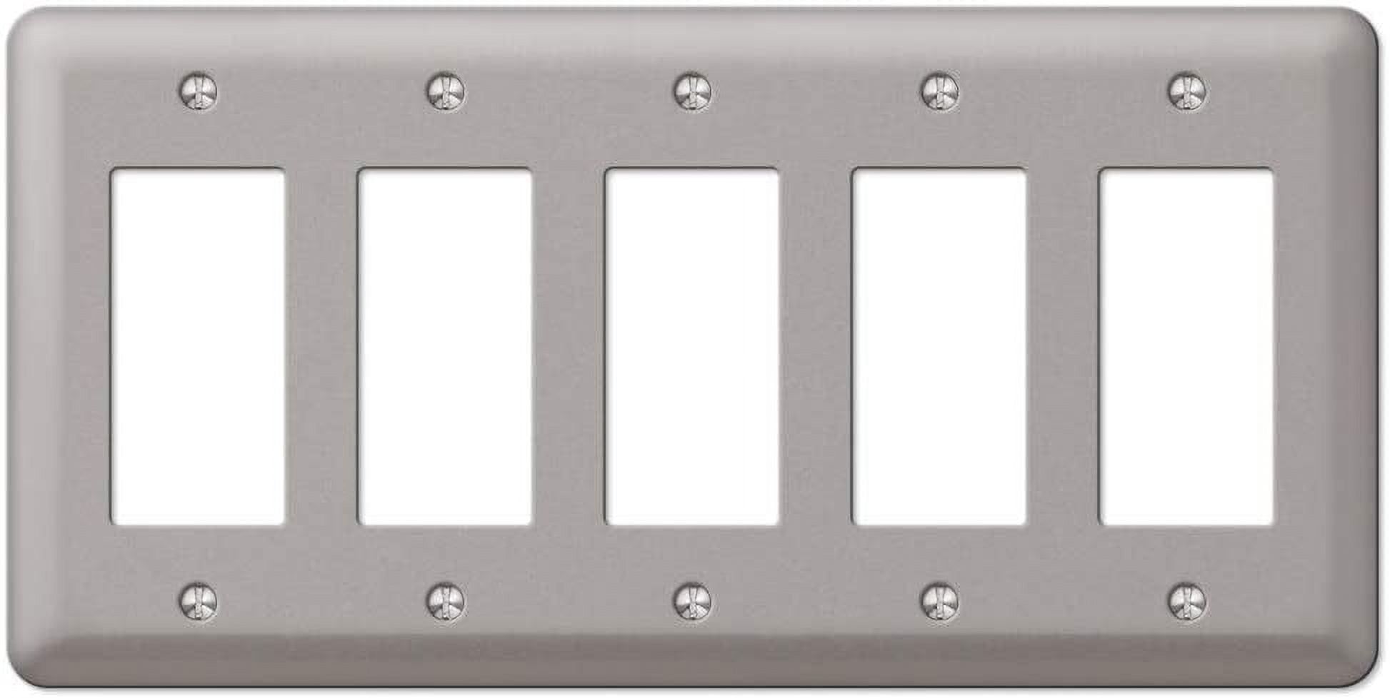 Brushed Nickel 5-Gang Steel Rocker Wall Plate