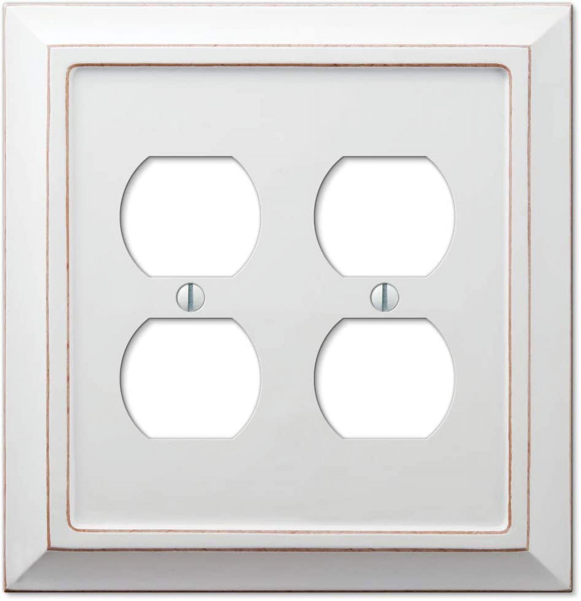 Distressed White Wood Double Duplex Wall Plate