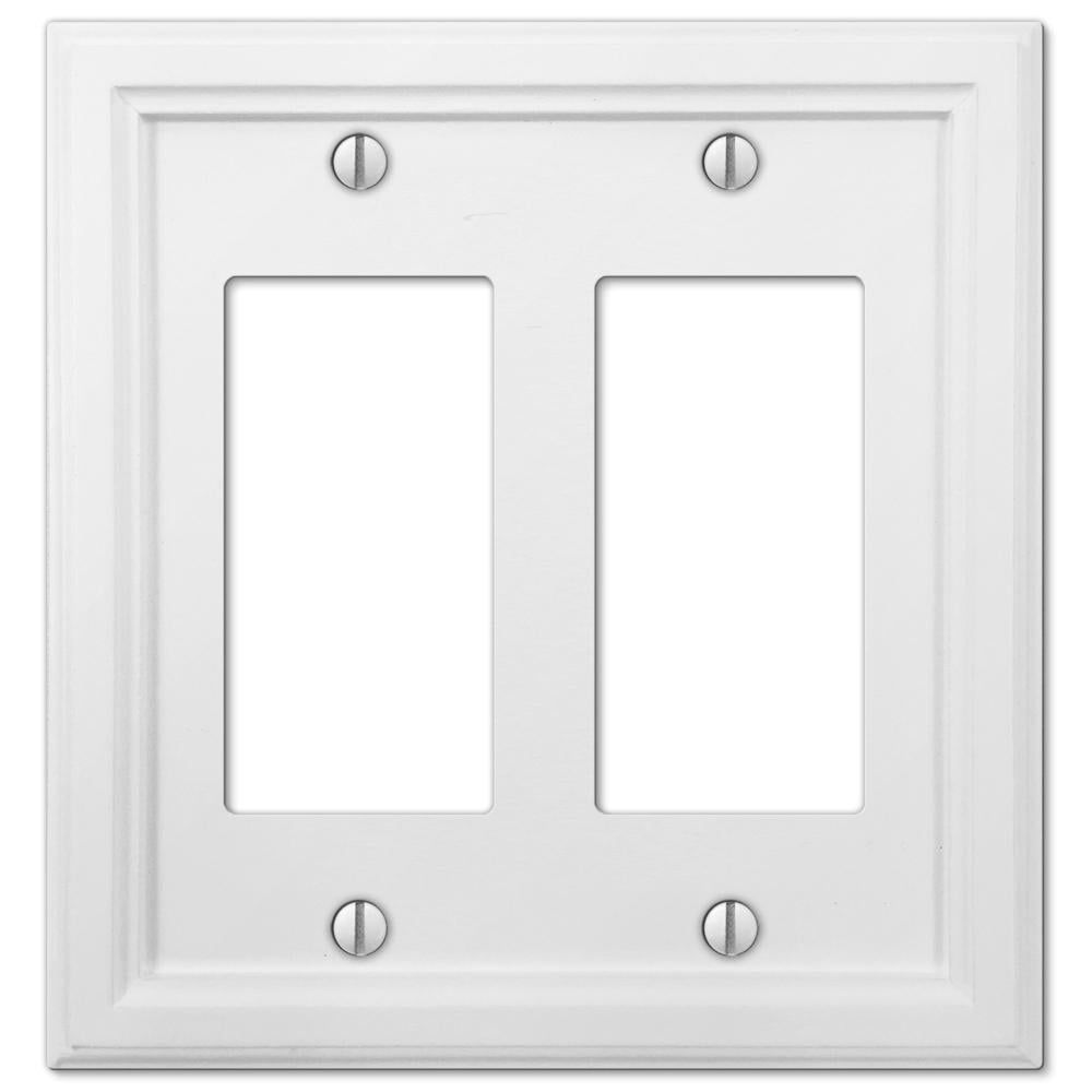 White Wood Double Rocker Wallplate