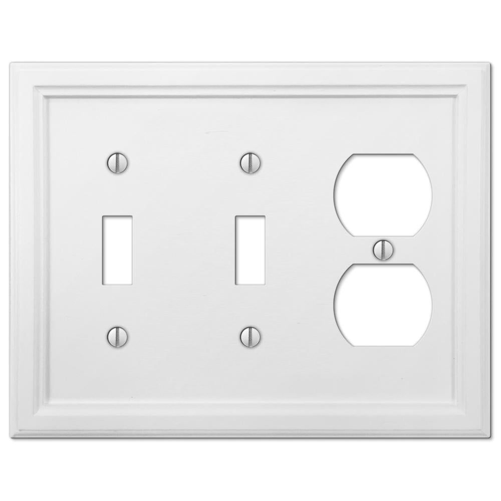 White Composite 3-Gang Double Toggle Single Duplex Wall Plate