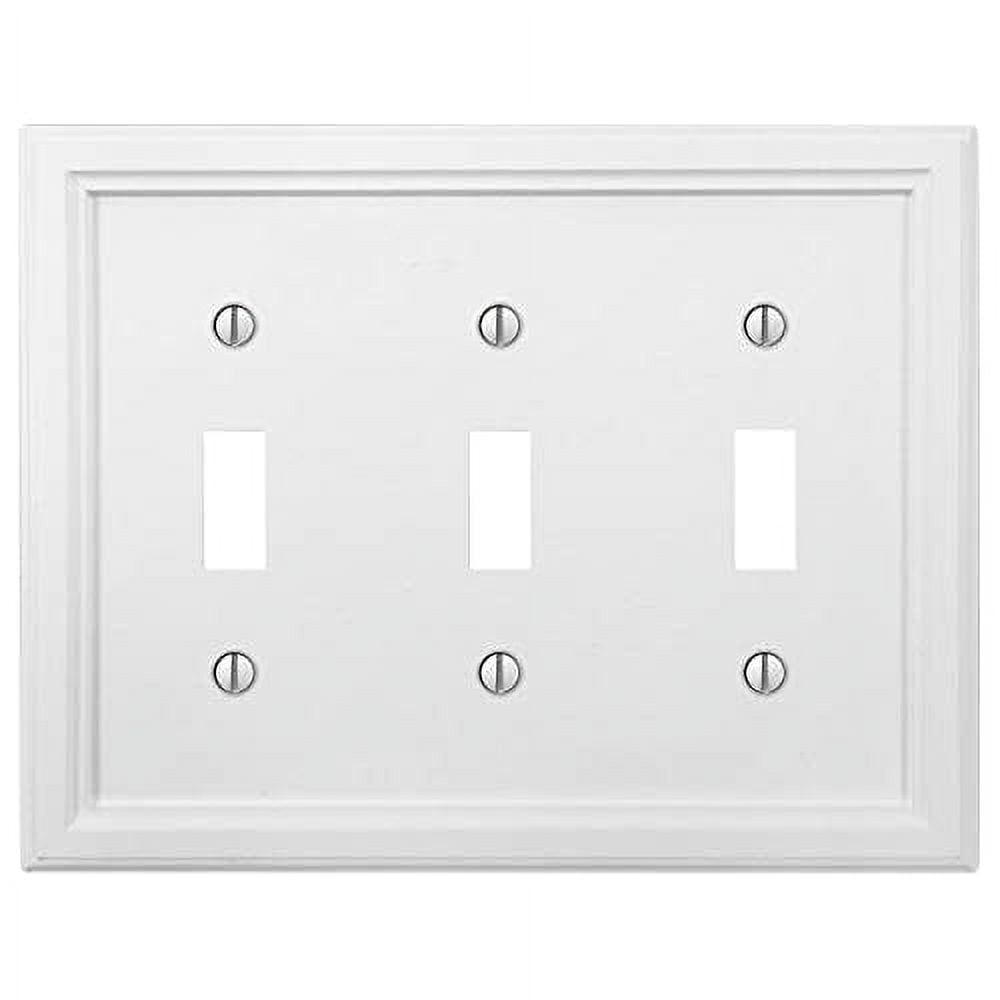 White Wood 3 Toggle Wallplate