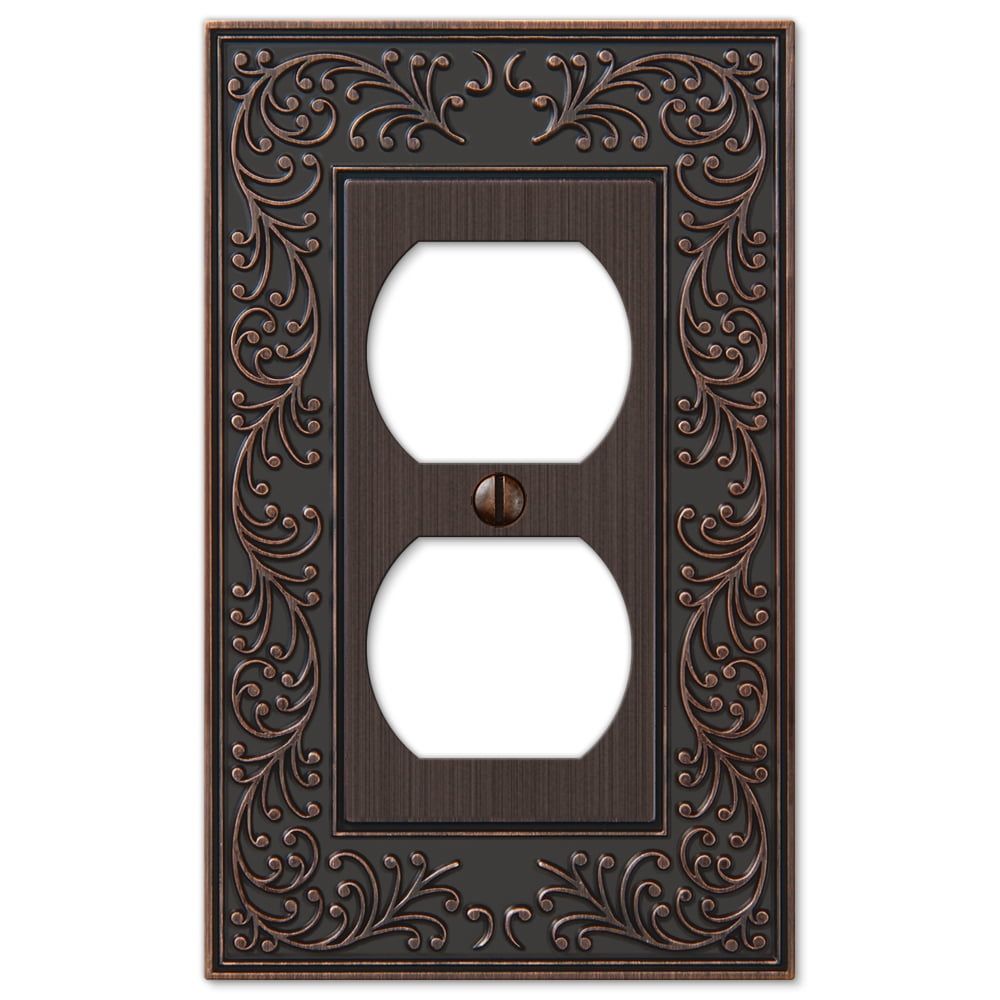 Aged Bronze Cast Metal Single Duplex Wallplate