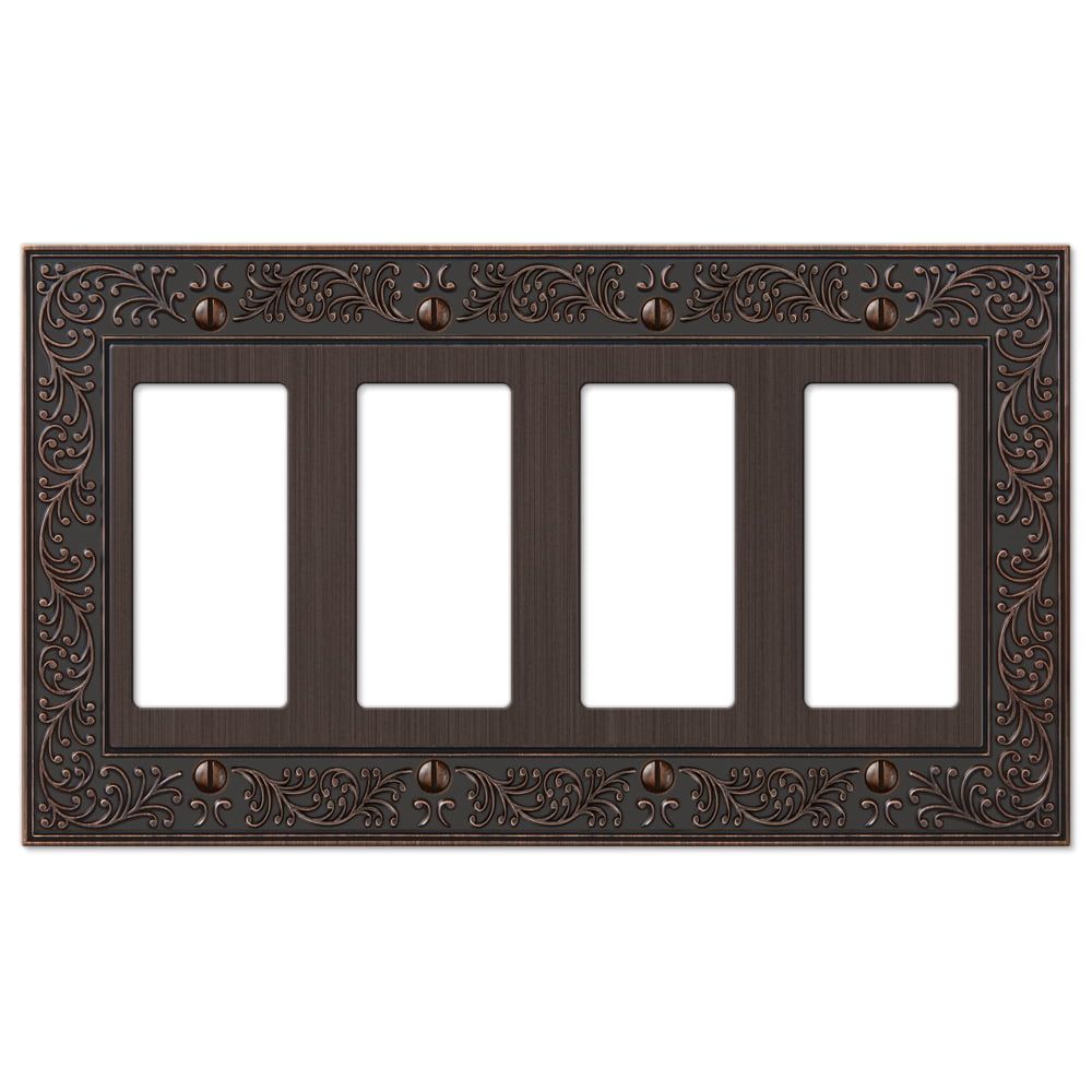 Aged Bronze Cast Metal Quad Rocker Wall Plate