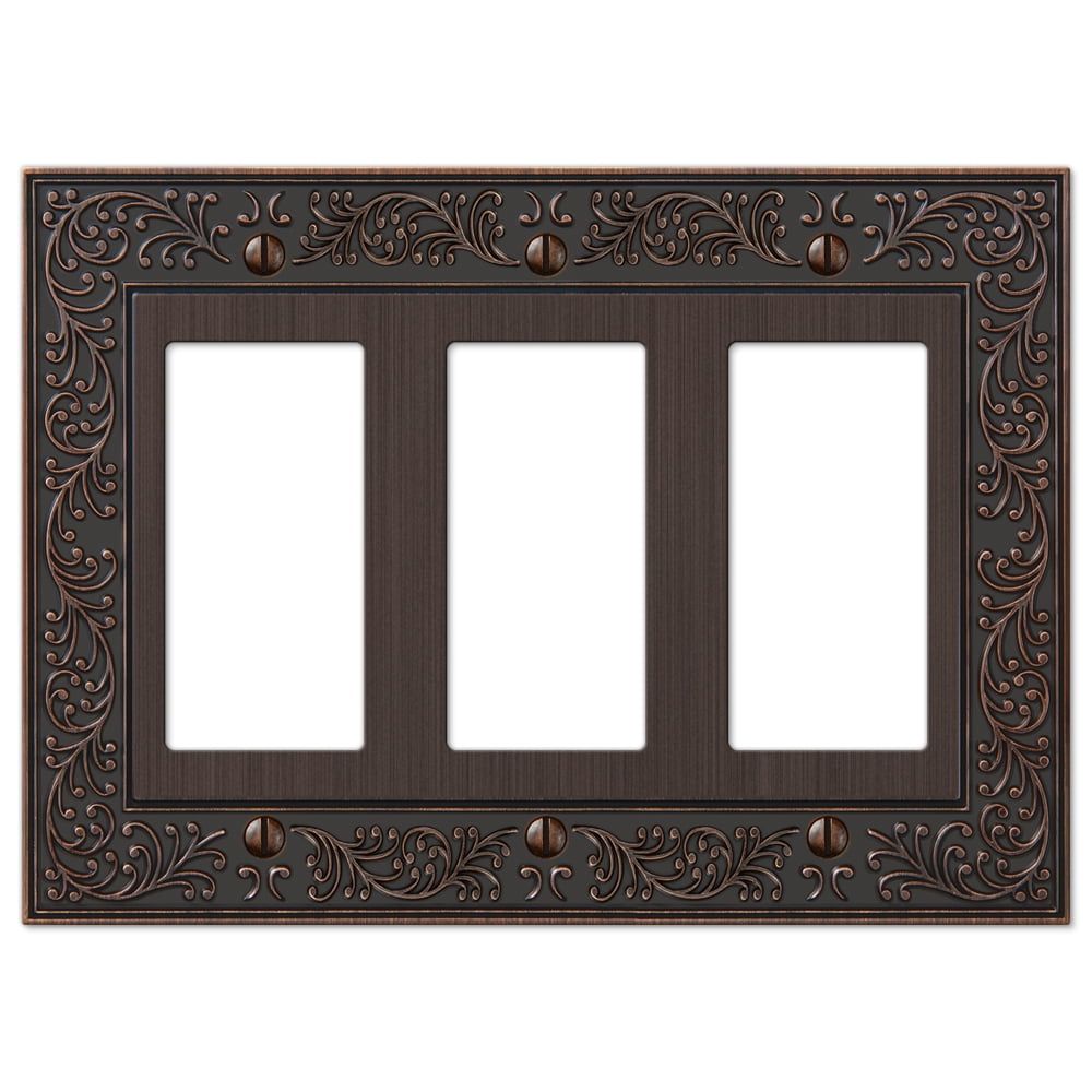 Aged Bronze Triple Rocker Cast Metal Wallplate