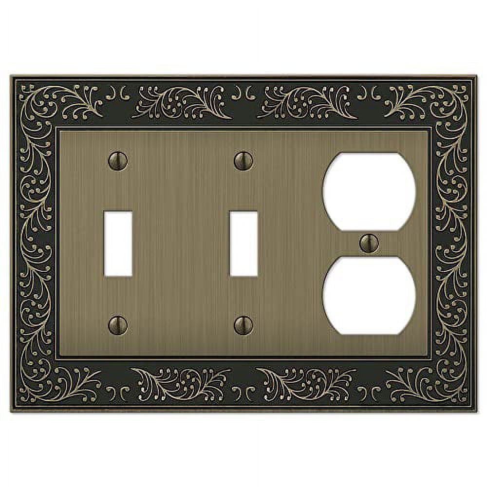 Brushed Brass 3-Gang Double Toggle Single Duplex Wallplate