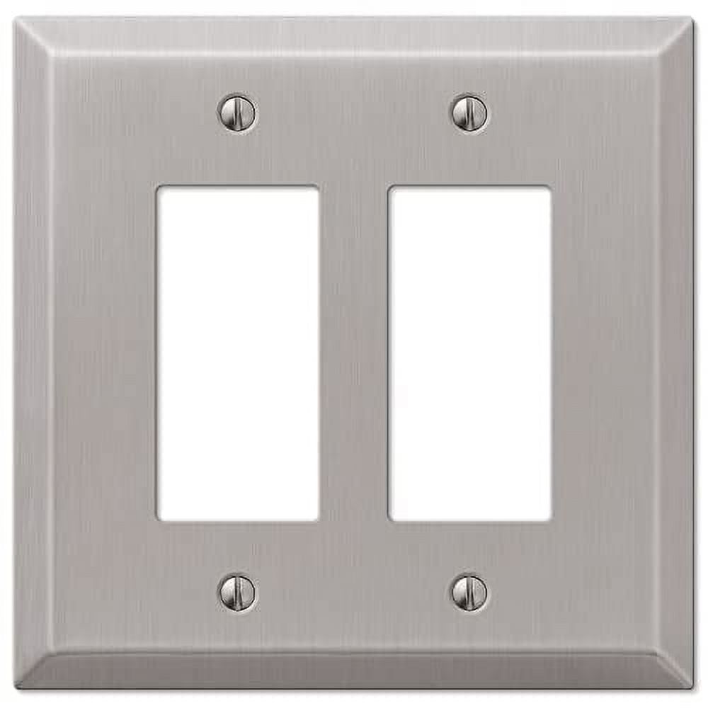 Brushed Nickel Double Rocker Oversized Wallplate