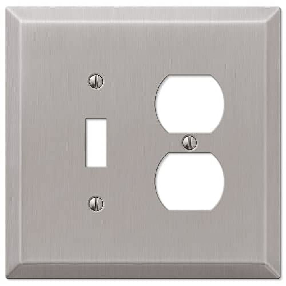 Brushed Nickel Oversized Steel Wallplate with Toggle and Duplex