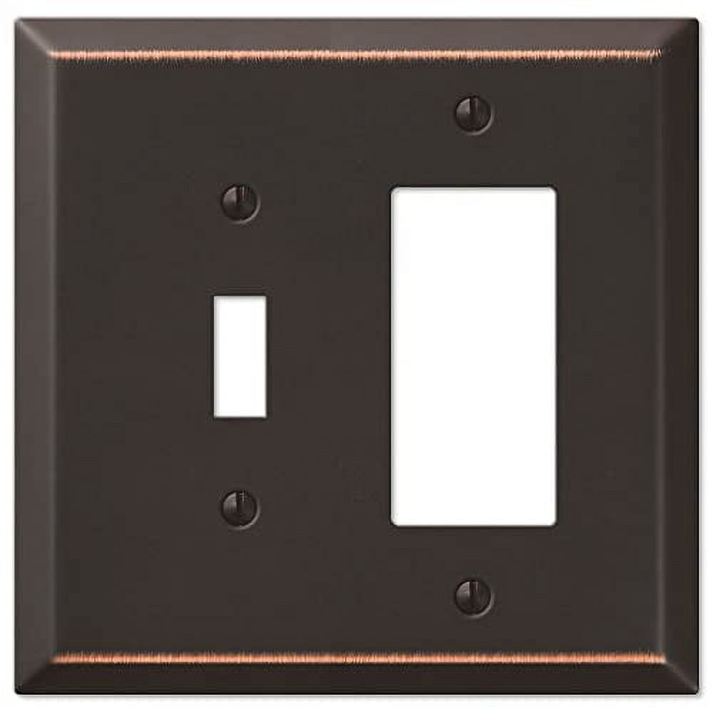 Aged Bronze Steel 2-Gang Toggle and Rocker Wallplate