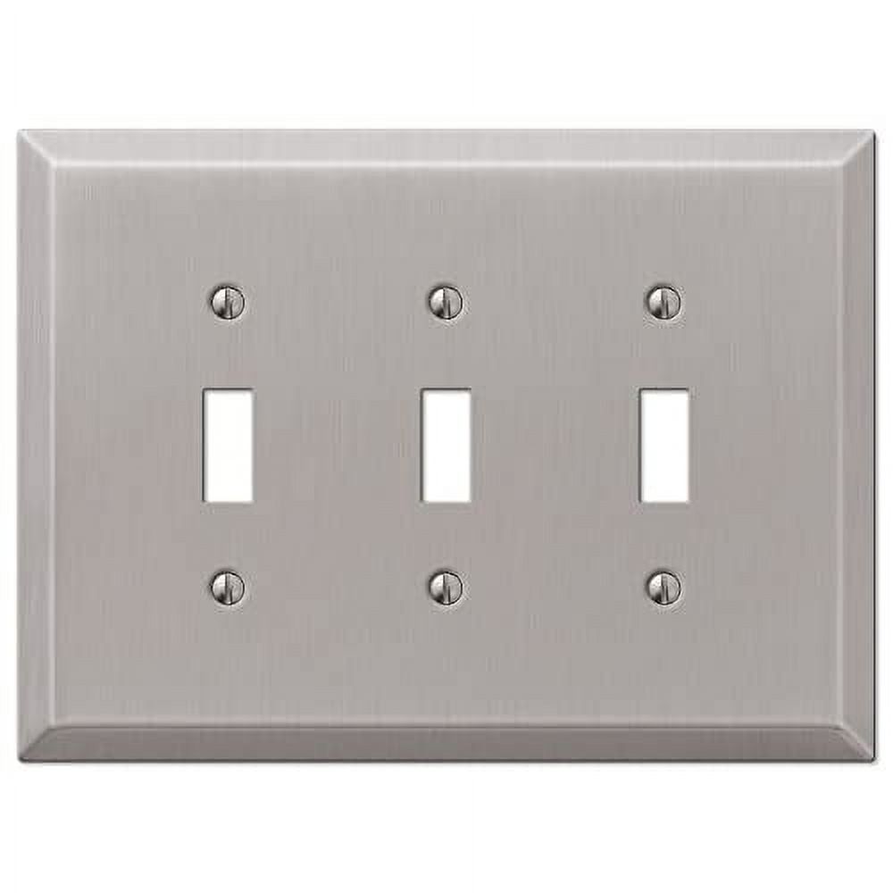 Brushed Nickel Triple Toggle Oversized Wallplate