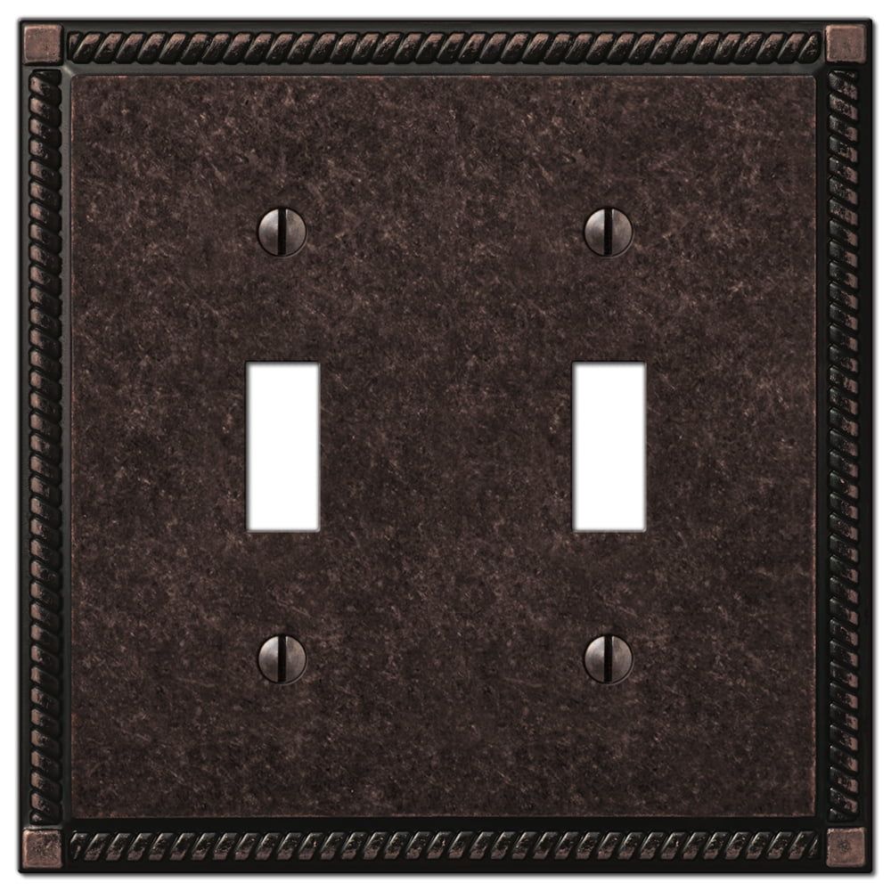 Georgian Aged Bronze Double Toggle Cast Metal Wallplate