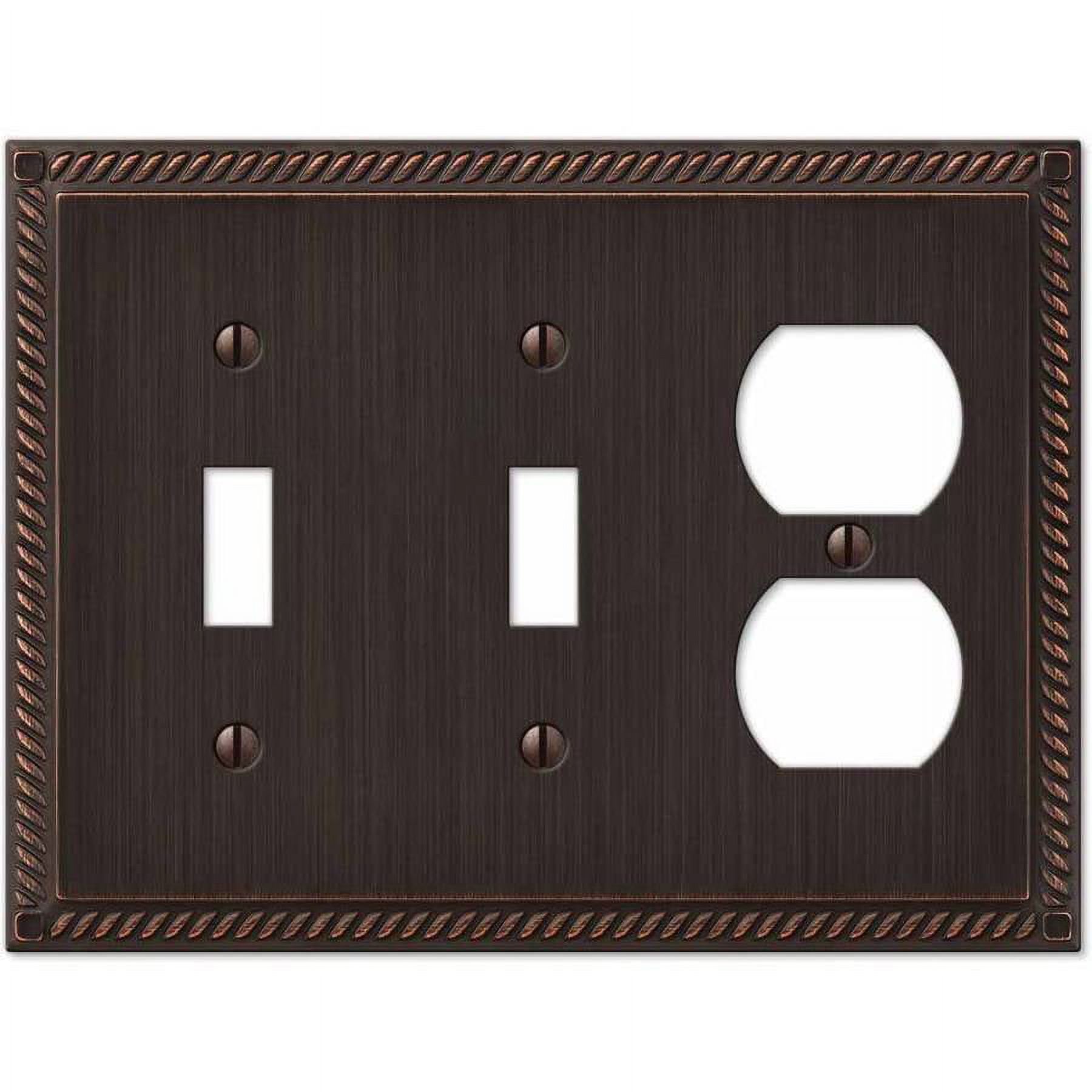 Aged Bronze 3-Gang Double Toggle Single Duplex Metal Wall Plate