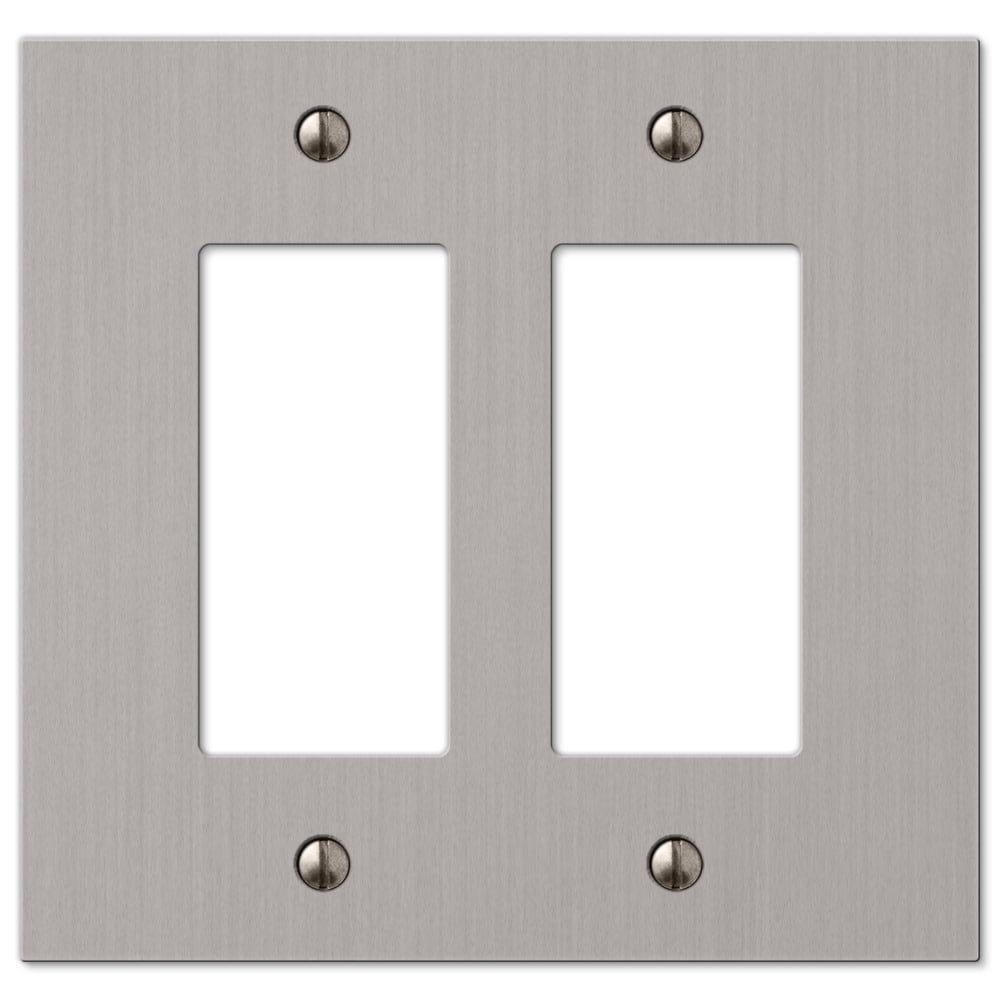 Brushed Nickel Double Rocker Cast Metal Wall Plate