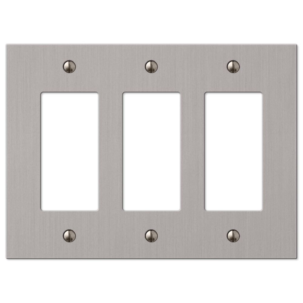 Brushed Nickel 3-Rocker Cast Metal Wallplate