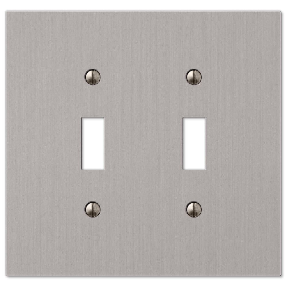 Brushed Nickel Double Toggle Cast Metal Wallplate