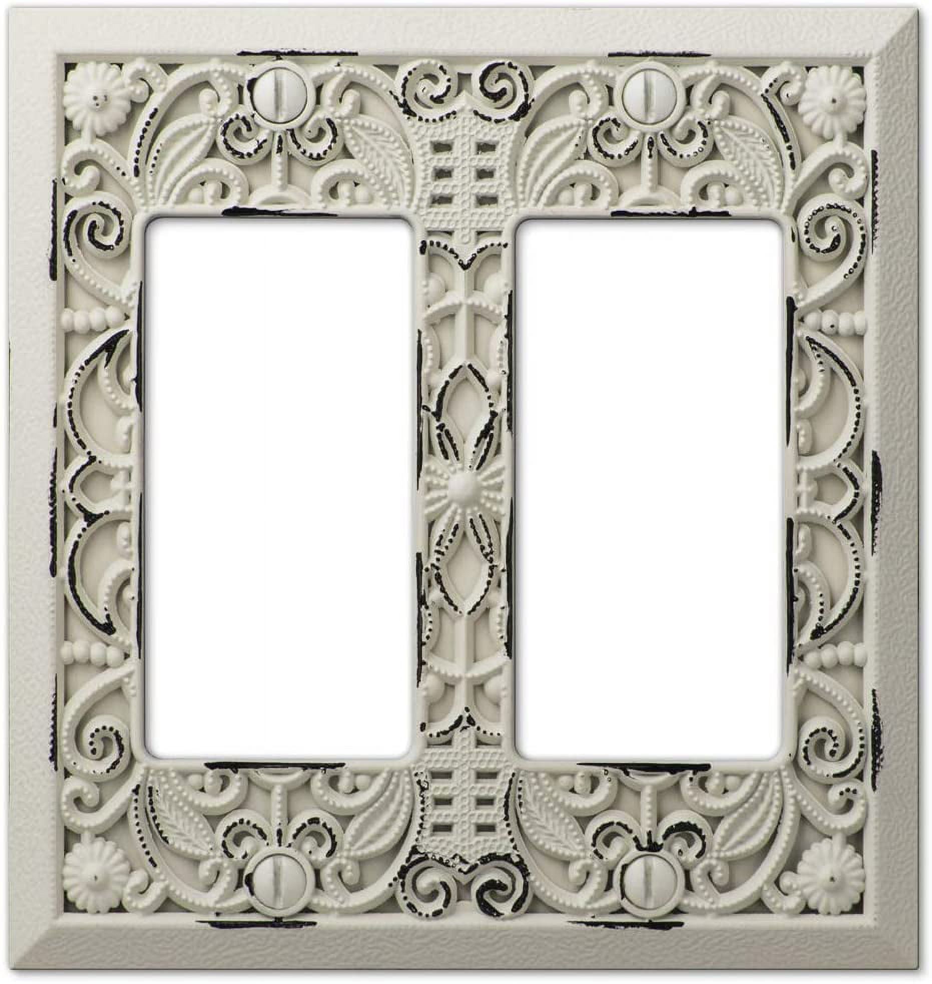 Antique White Double Rocker Cast Metal Wall Plate