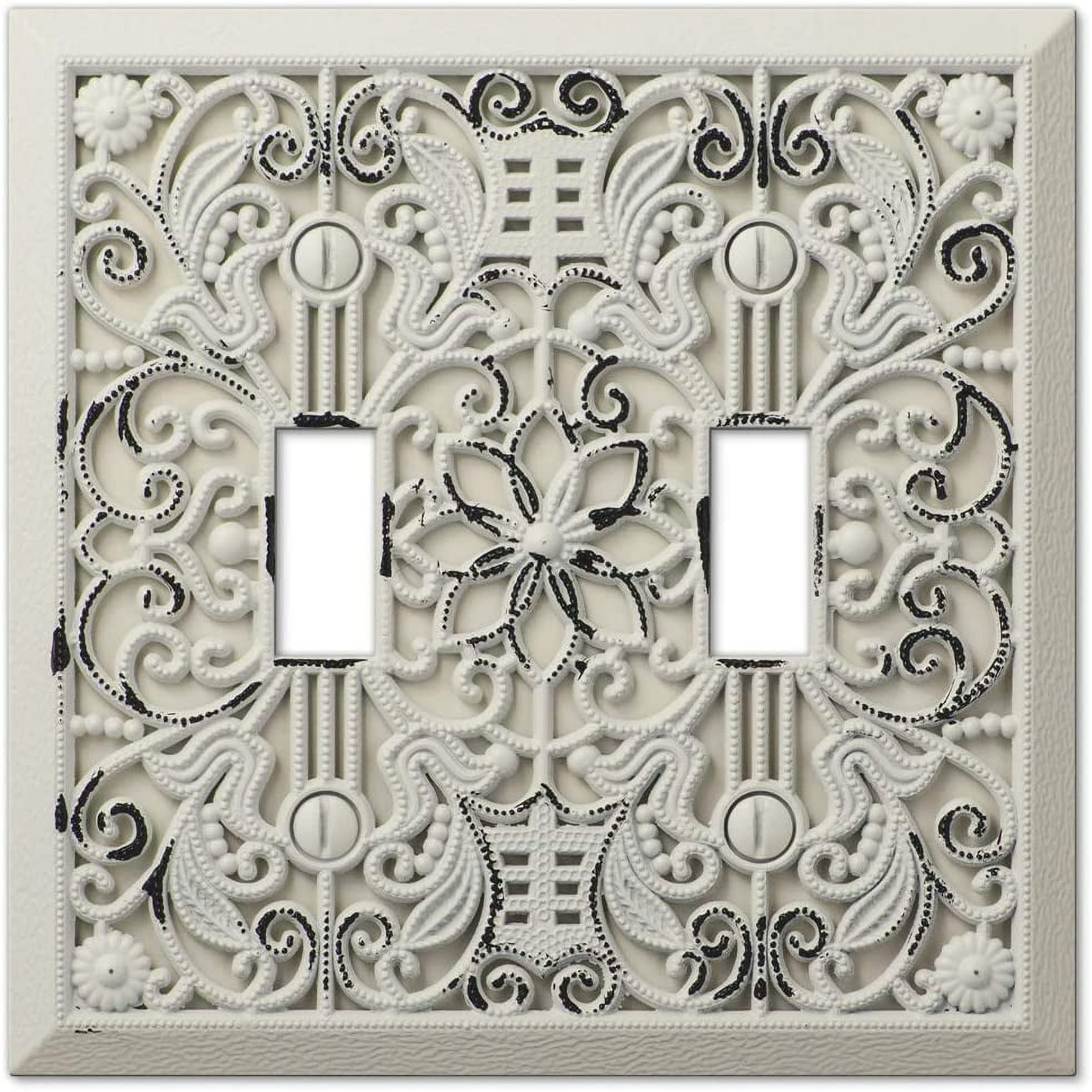 Antique White Cast Metal 2 Toggle Decorative Wall Plate