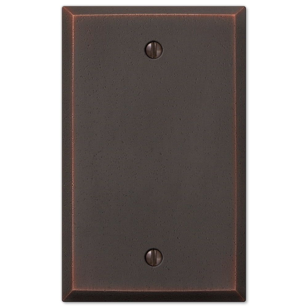 Aged Bronze Rectangular Metal 1-Gang Blank Wall Plate