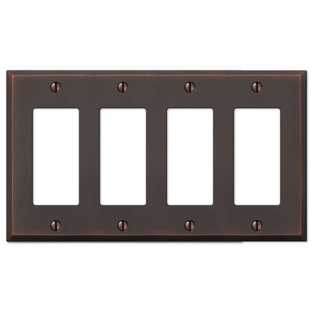 Aged Bronze 4-Gang Metal Rocker Wall Plate