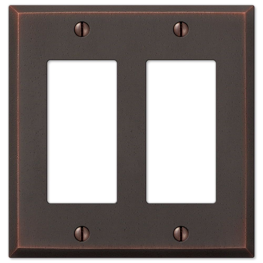 Manhattan Aged Bronze 2-Gang Metal Rocker Wall Plate