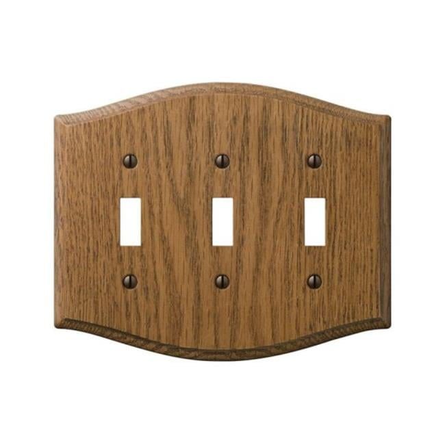 Medium Oak 3-Gang Toggle Wall Plate