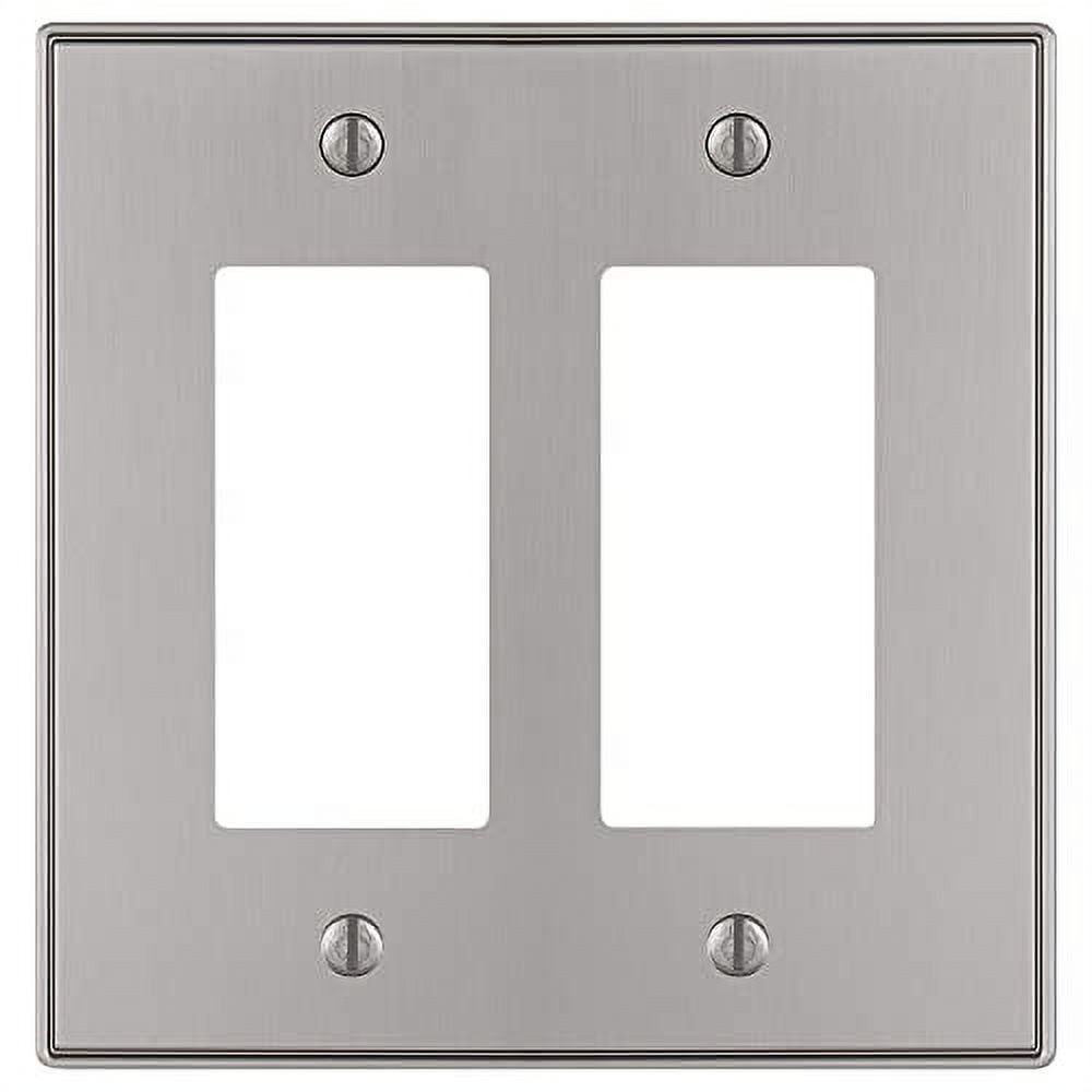 Brushed Nickel 2-Gang Metal Rocker Wall Plate