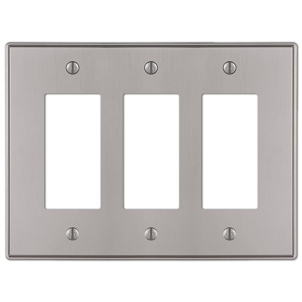 Brushed Nickel 3-Gang Rocker Wall Plate