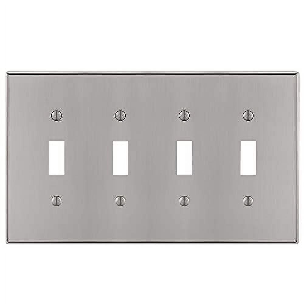 Brushed Nickel 4-Gang Metal Toggle Wall Plate