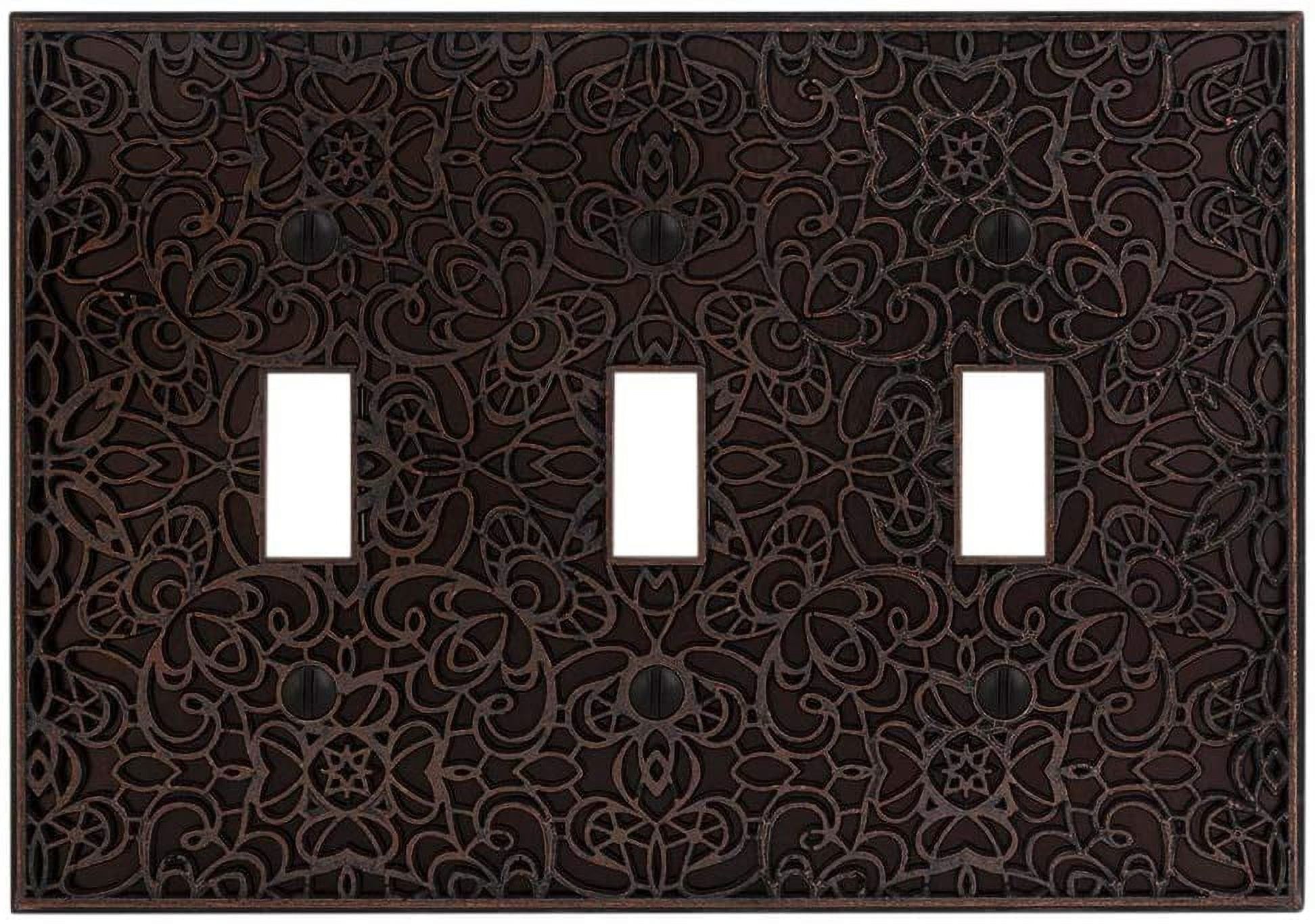 Aged Bronze Triple Toggle Cast Metal Wall Plate