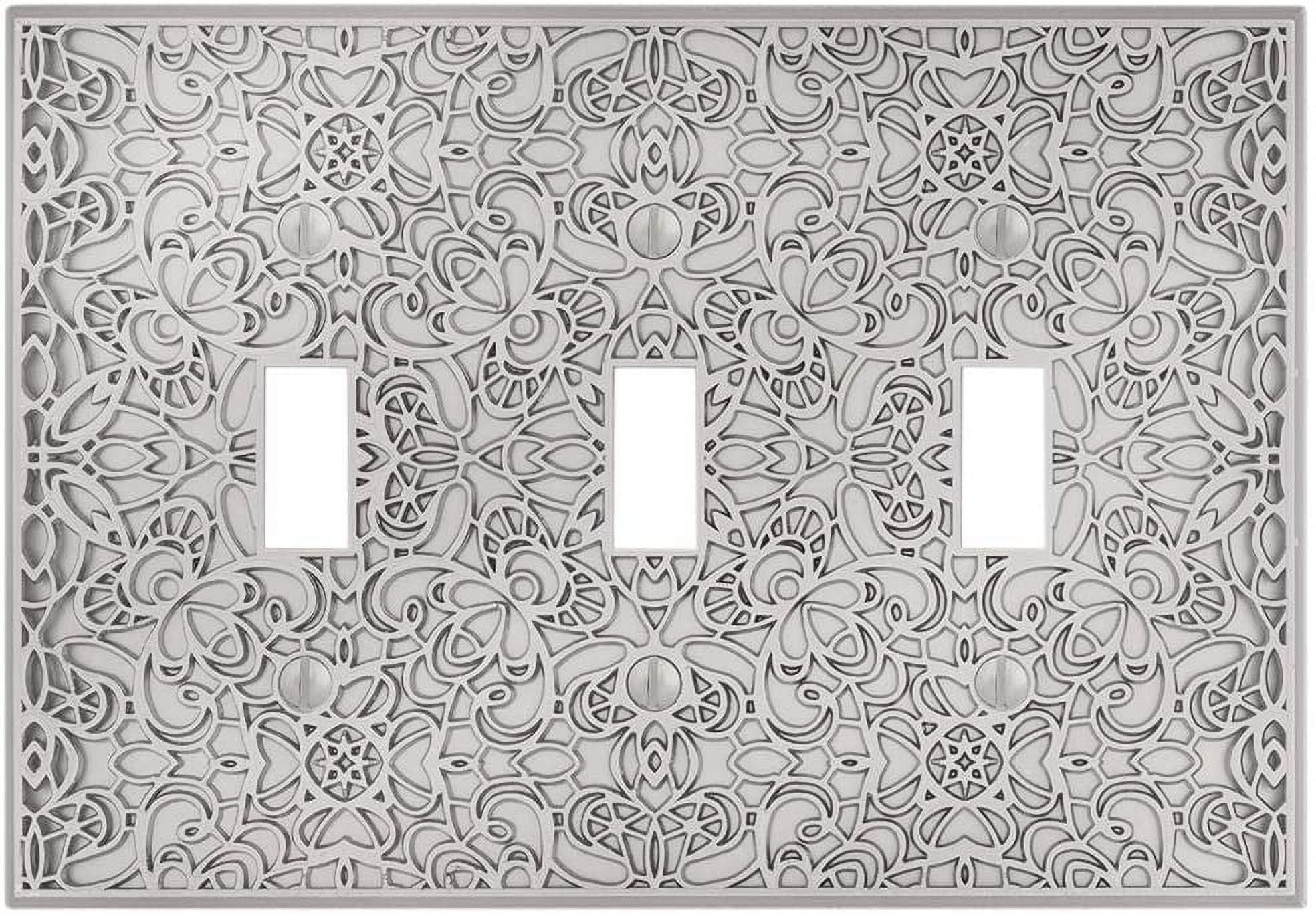 Satin Nickel Triple Toggle Decorative Metal Wall Plate