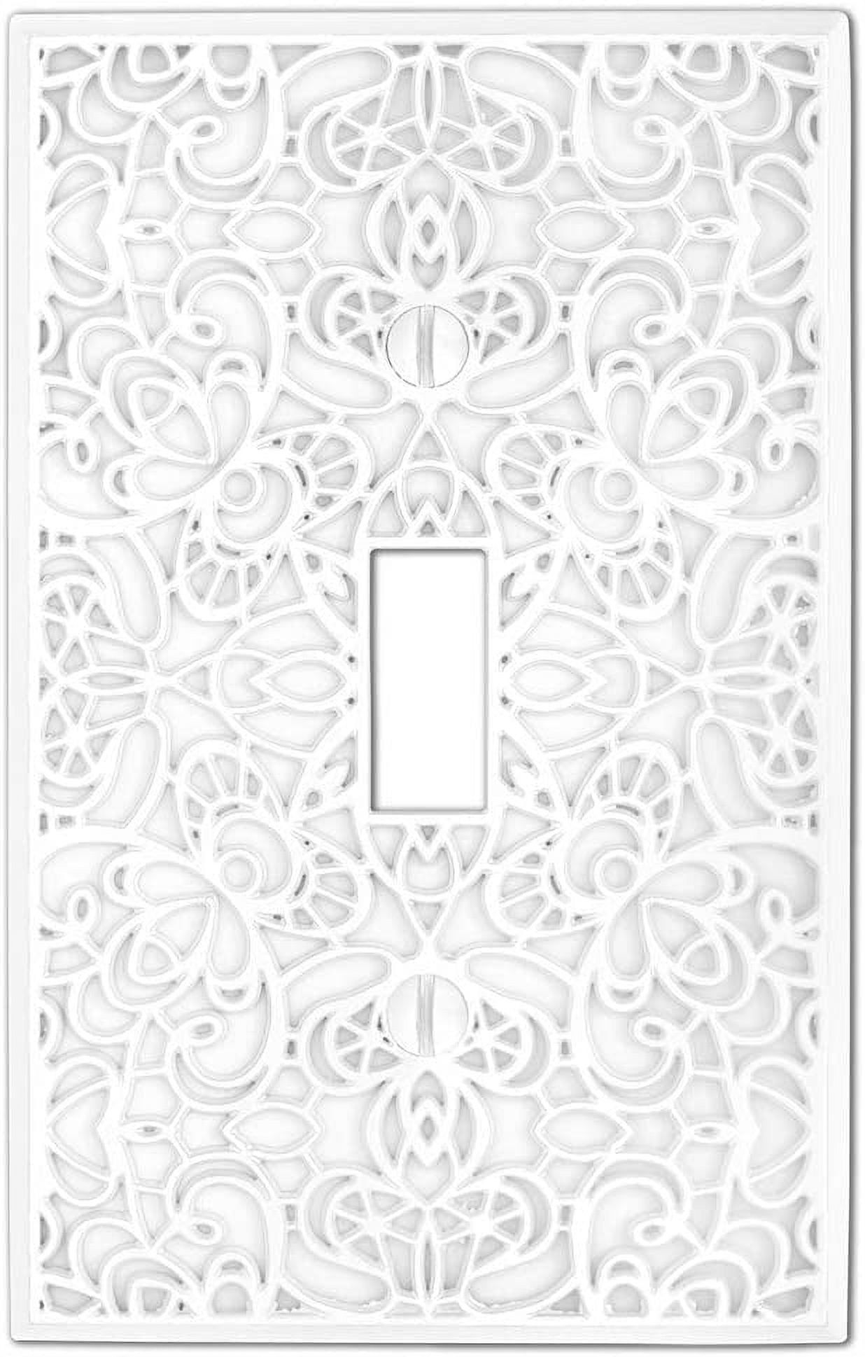 White Cast Metal Single Toggle Decorative Wall Plate