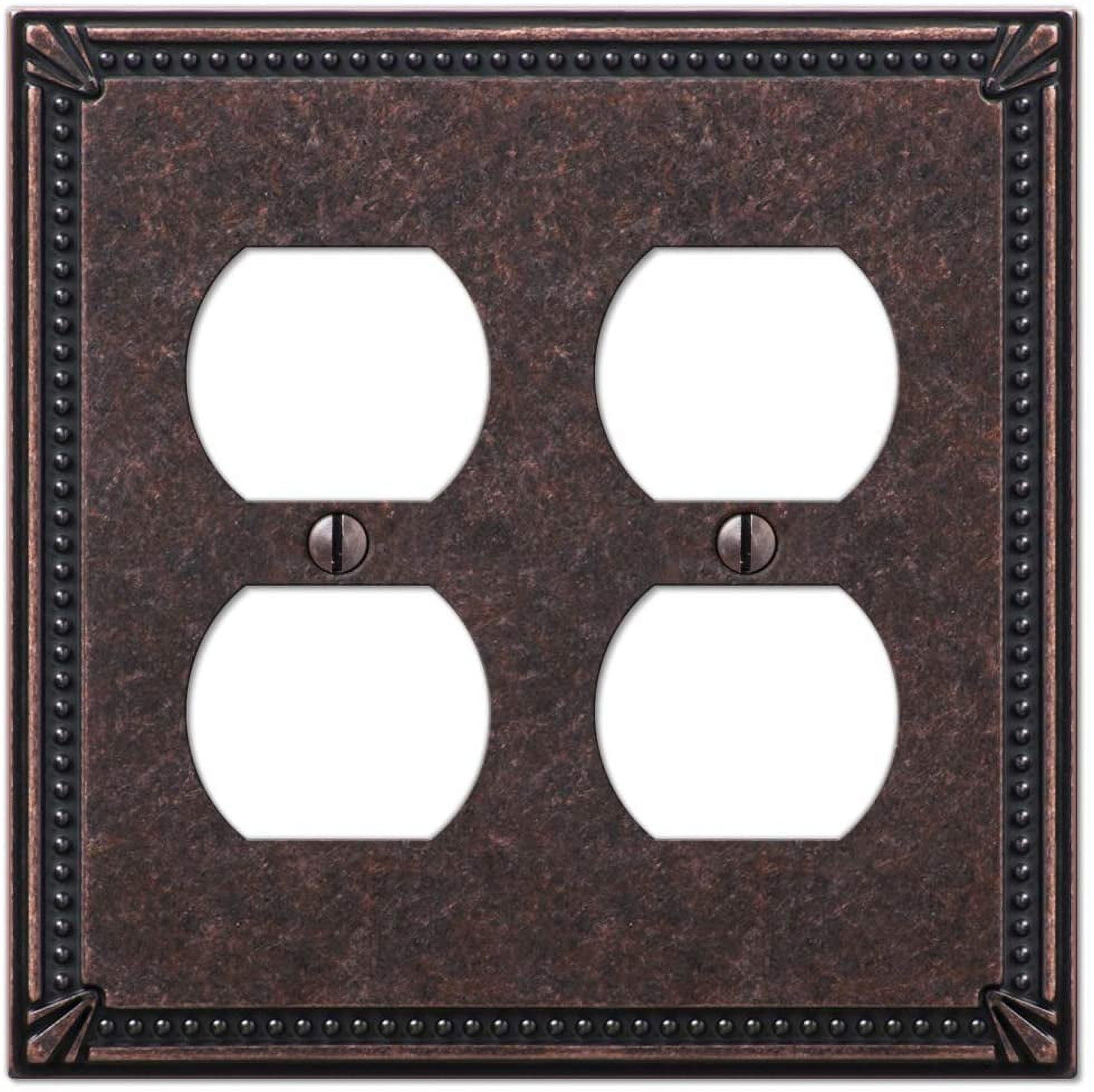 Aged Bronze 2-Gang Metal Duplex Outlet Wall Plate