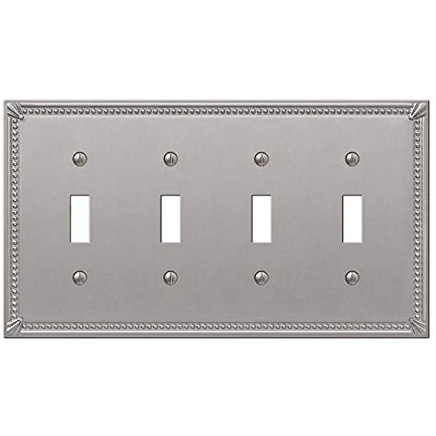 Brushed Nickel Quad Toggle Metal Wall Plate