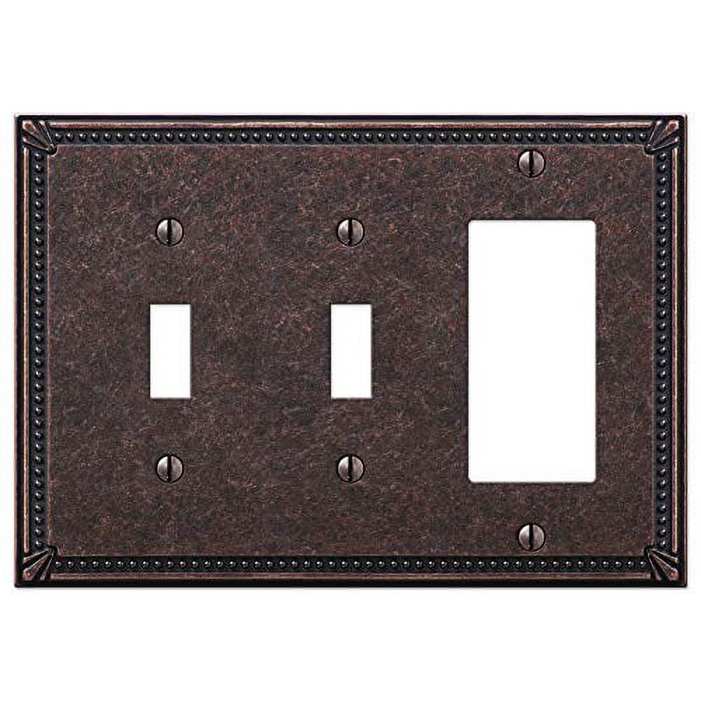 Aged Bronze 3-Gang Double Toggle and Rocker Wall Plate