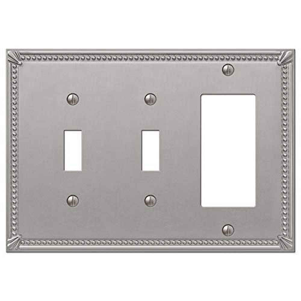 Brushed Nickel Double Toggle Single Rocker Metal Wall Plate