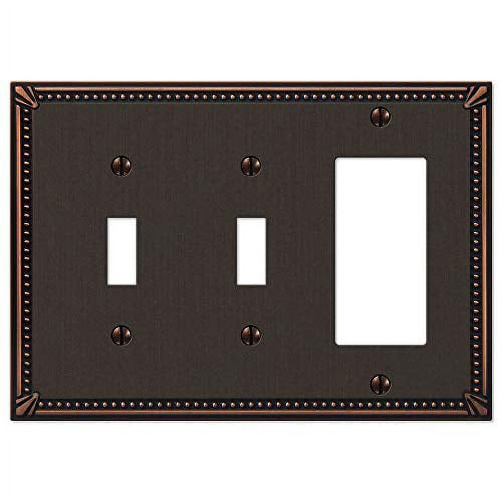 Aged Bronze Double Toggle Single Rocker Metal Wall Plate