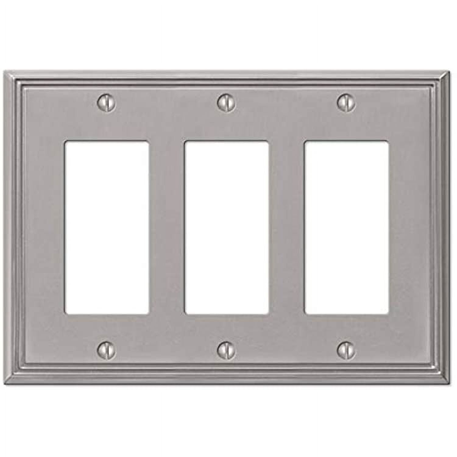 Brushed Nickel Triple Rocker Metal Wall Plate