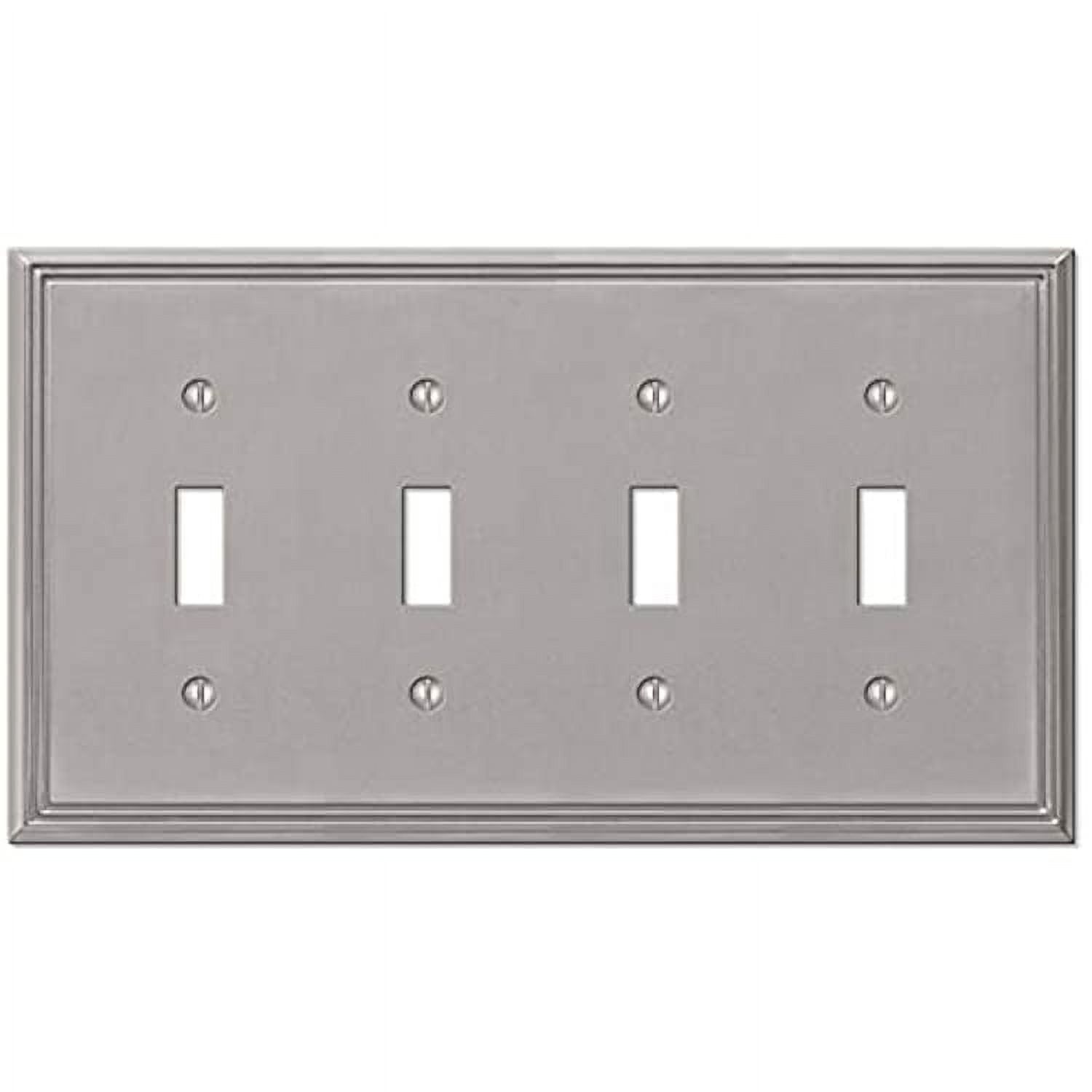 Brushed Nickel Quad Toggle Metal Wall Plate